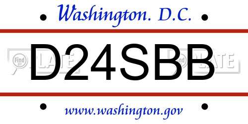 D24SBB District Of Columbia License Plate