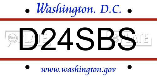 D24SBS District Of Columbia License Plate