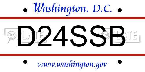 D24SSB District Of Columbia License Plate