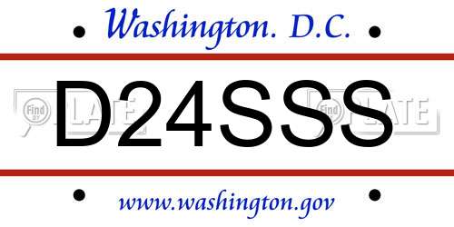 D24SSS District Of Columbia License Plate