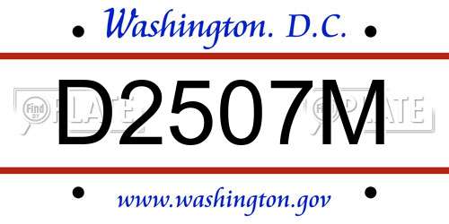 D2507M District Of Columbia License Plate