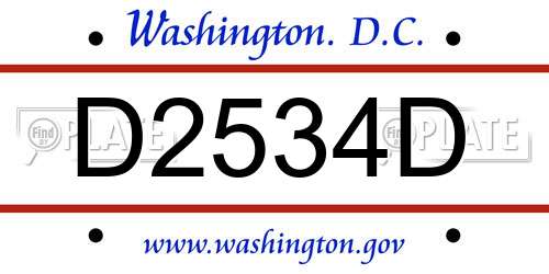 D2534D District Of Columbia License Plate