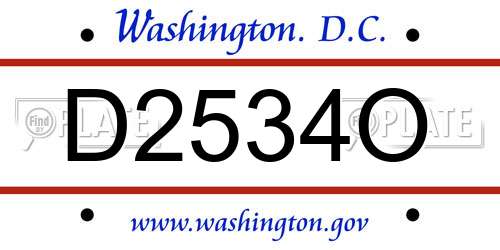 D2534O District Of Columbia License Plate