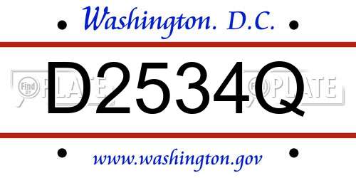 D2534Q District Of Columbia License Plate