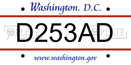 D253AD District Of Columbia License Plate