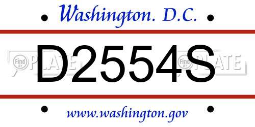 D2554S District Of Columbia License Plate