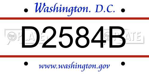 D2584B District Of Columbia License Plate