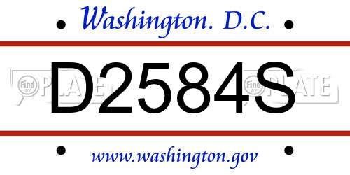 D2584S District Of Columbia License Plate