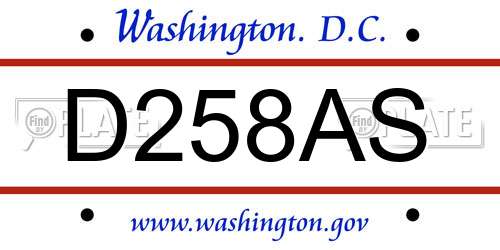 D258AS District Of Columbia License Plate