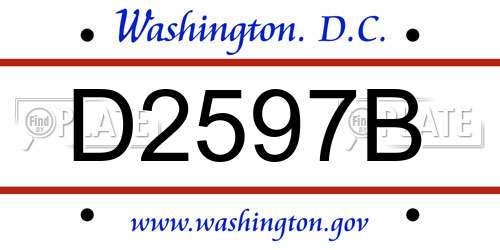D2597B District Of Columbia License Plate
