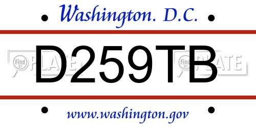 D259TB District Of Columbia License Plate