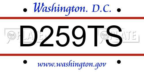 D259TS District Of Columbia License Plate