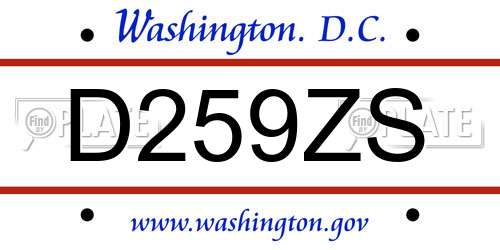 D259ZS District Of Columbia License Plate