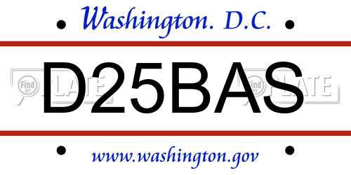 D25BAS District Of Columbia License Plate