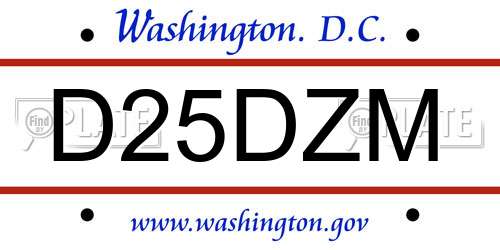 D25DZM District Of Columbia License Plate