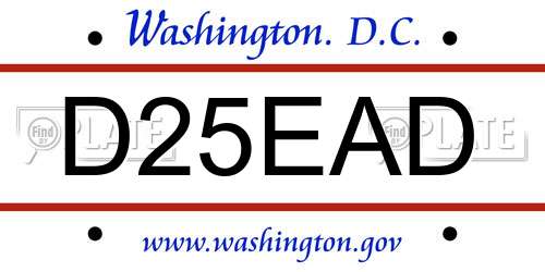 D25EAD District Of Columbia License Plate