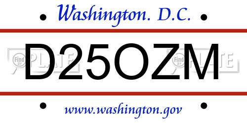 D25OZM District Of Columbia License Plate