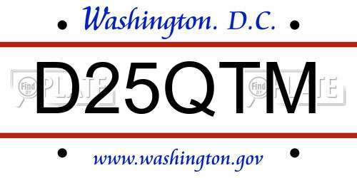 D25QTM District Of Columbia License Plate