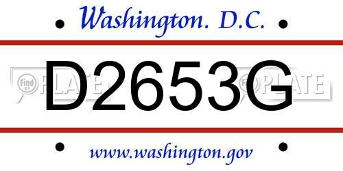 D2653G District Of Columbia License Plate