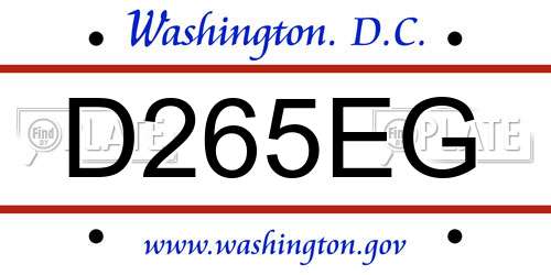 D265EG District Of Columbia License Plate