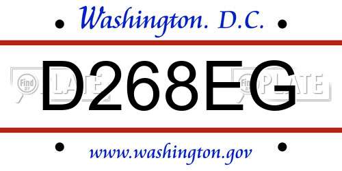 D268EG District Of Columbia License Plate