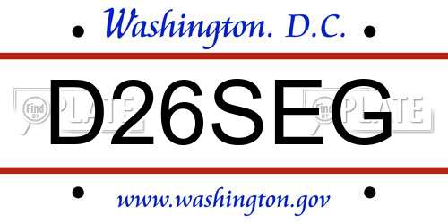 D26SEG District Of Columbia License Plate