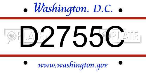 D2755C District Of Columbia License Plate