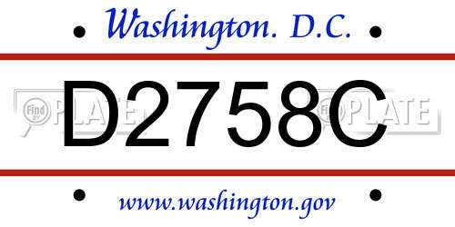 D2758C District Of Columbia License Plate