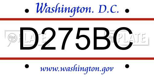 D275BC District Of Columbia License Plate