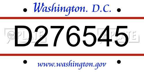 D276545 District Of Columbia License Plate
