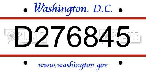 D276845 District Of Columbia License Plate