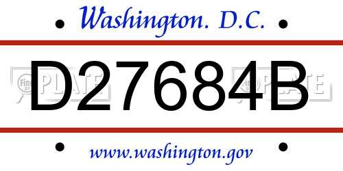 D27684B District Of Columbia License Plate