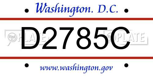 D2785C District Of Columbia License Plate