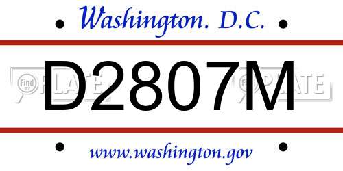 D2807M District Of Columbia License Plate