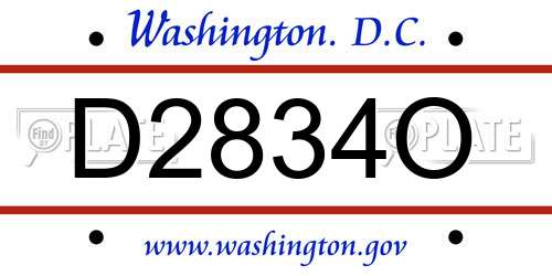 D2834O District Of Columbia License Plate