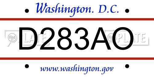 D283AO District Of Columbia License Plate