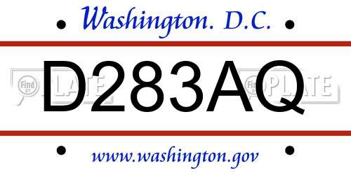 D283AQ District Of Columbia License Plate