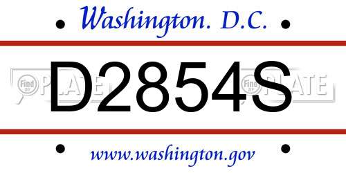 D2854S District Of Columbia License Plate