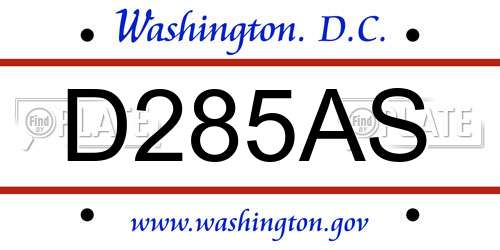 D285AS District Of Columbia License Plate