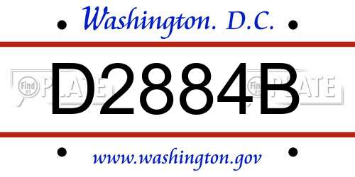D2884B District Of Columbia License Plate