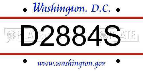 D2884S District Of Columbia License Plate