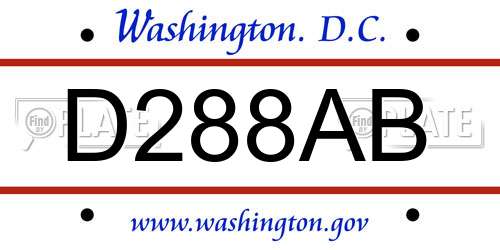 D288AB District Of Columbia License Plate