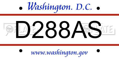 D288AS District Of Columbia License Plate