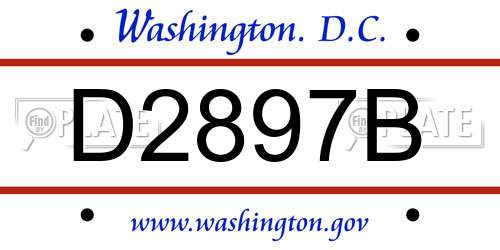 D2897B District Of Columbia License Plate