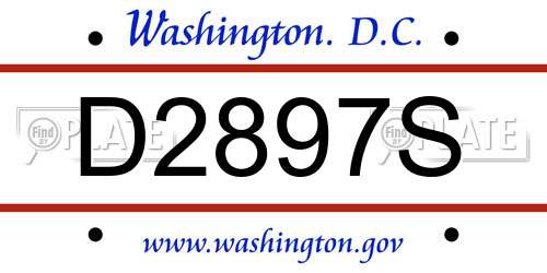 D2897S District Of Columbia License Plate