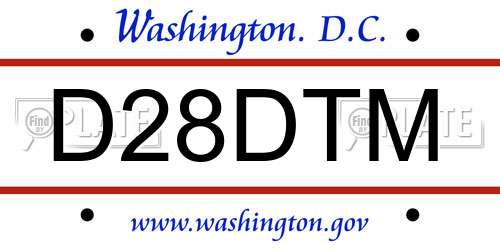 D28DTM District Of Columbia License Plate
