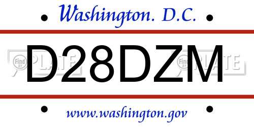 D28DZM District Of Columbia License Plate