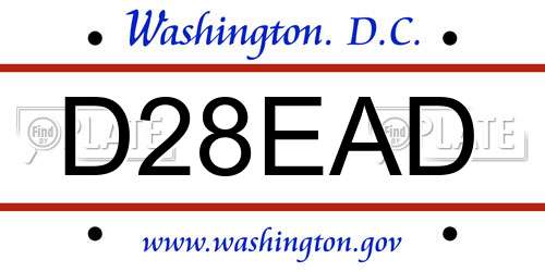 D28EAD District Of Columbia License Plate