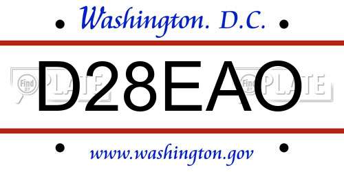 D28EAO District Of Columbia License Plate