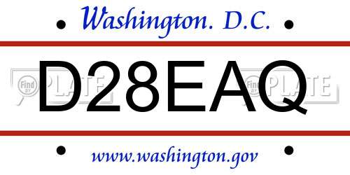 D28EAQ District Of Columbia License Plate